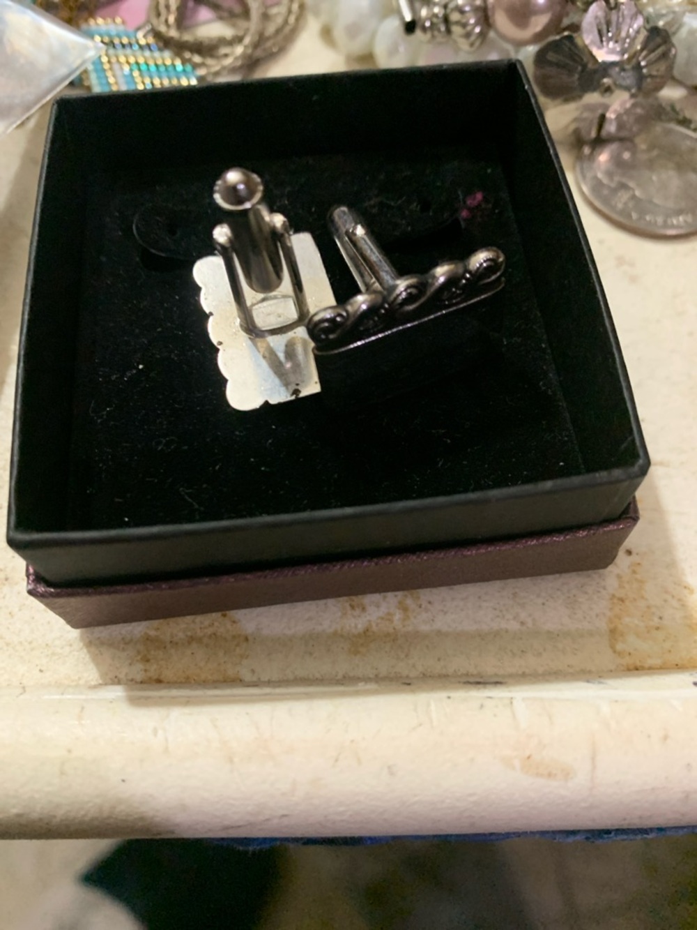 Antique-Style Black Scroll Men’s Cufflinks